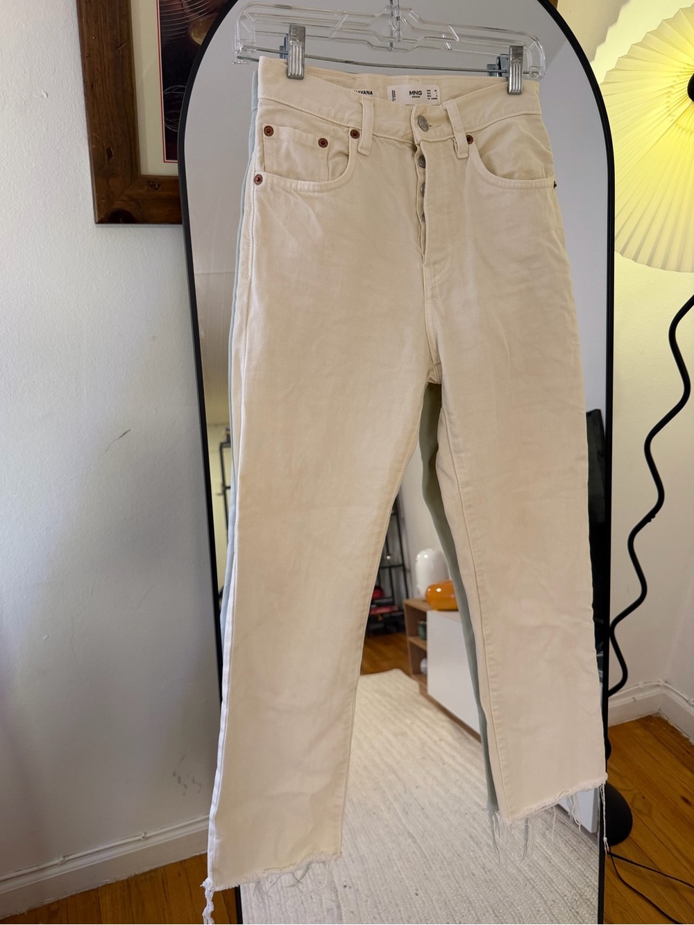 Mango Havana Cream Straight Denim Jeans